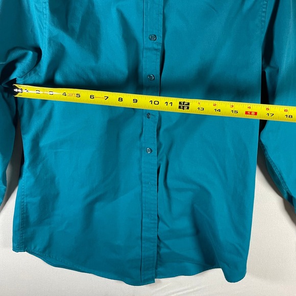 Equine Oasis Designs Ladies Long Sleeve Button Down Shirt‎ Teal Horse - Size L - Picture 6 of 7